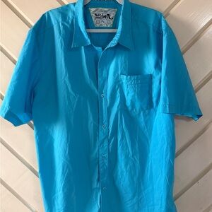 Quiksilver Men's Button-Down Shirt in Turquoise Blue
